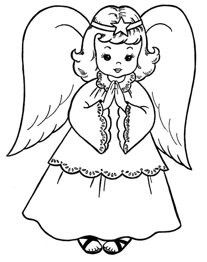 Angel caroling coloring page